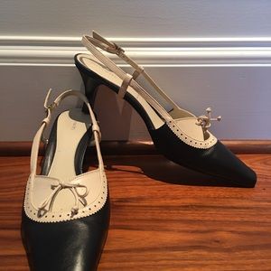 Amalfi spectator sling backs navy /bone leather